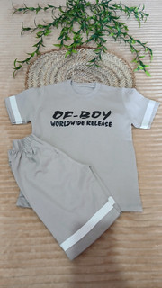 ست تیشرت و شلوارک نخی پسرانه طرح OF BOY | سایز ۴۵ | تخفیف ویژه به قیمت خرید